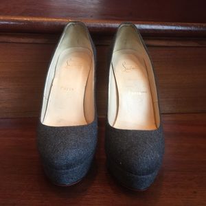 Louboutin Flannel Platform Pumps